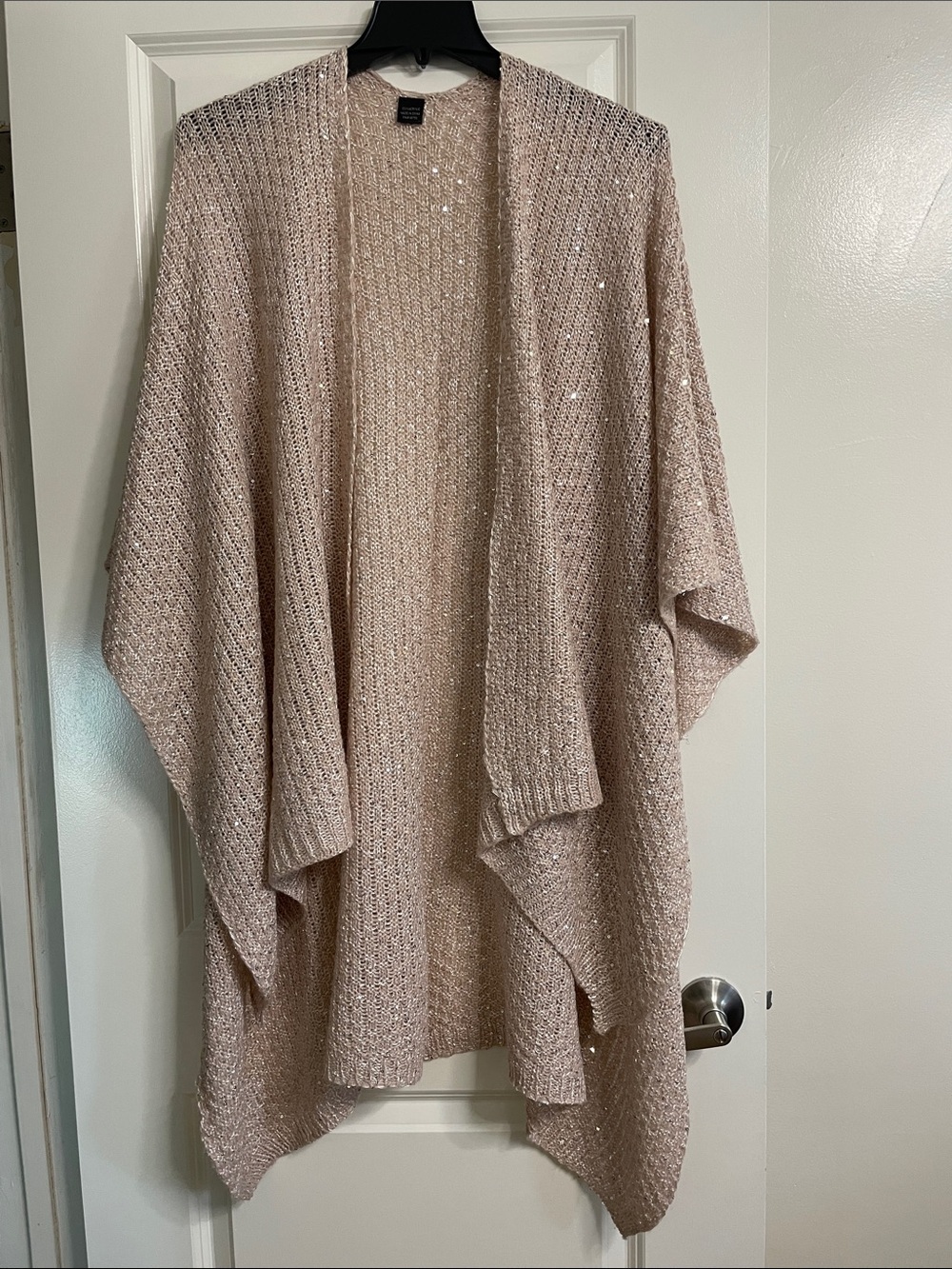 Pink Champagne Colored Sequin Poncho Shawl Blanket Wrap